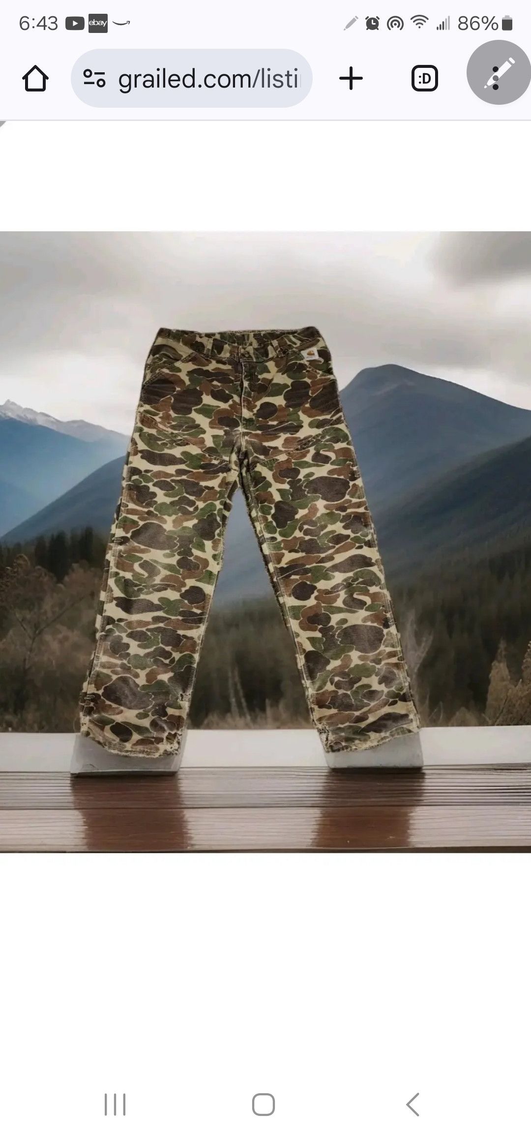 Carhartt VTG 80s Carhartt Duck Camouflage Canvas Pants Men WU103