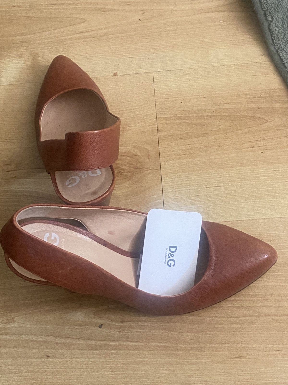 Dolce & Gabbana D&G Slingback Leather Heels Cognac Colour Size US 9 / IT 39 - 6 Thumbnail
