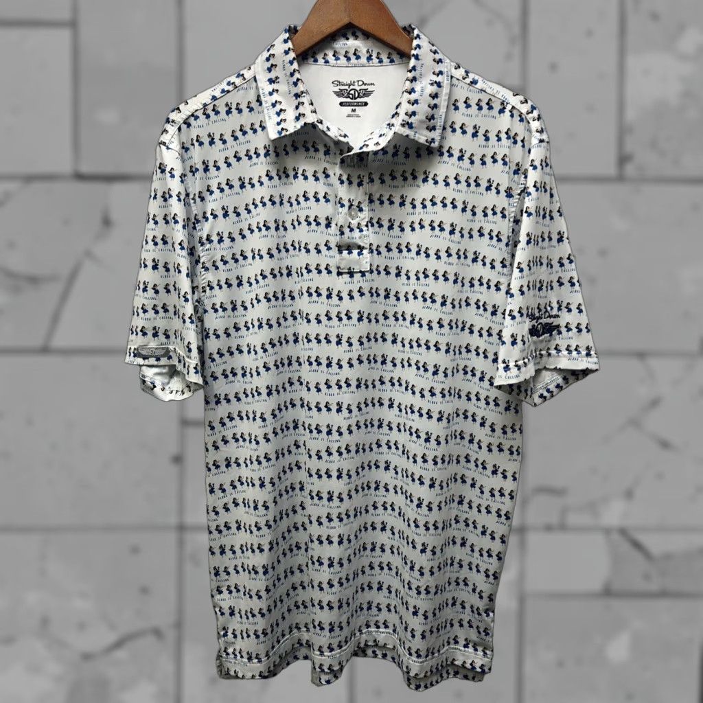 Vintage Straight Down PERFORMANCE White Polo HULA GIRL PRINT Shirt Mens Size M Size US M / EU 48-50 / 2 - 1 Thumbnail
