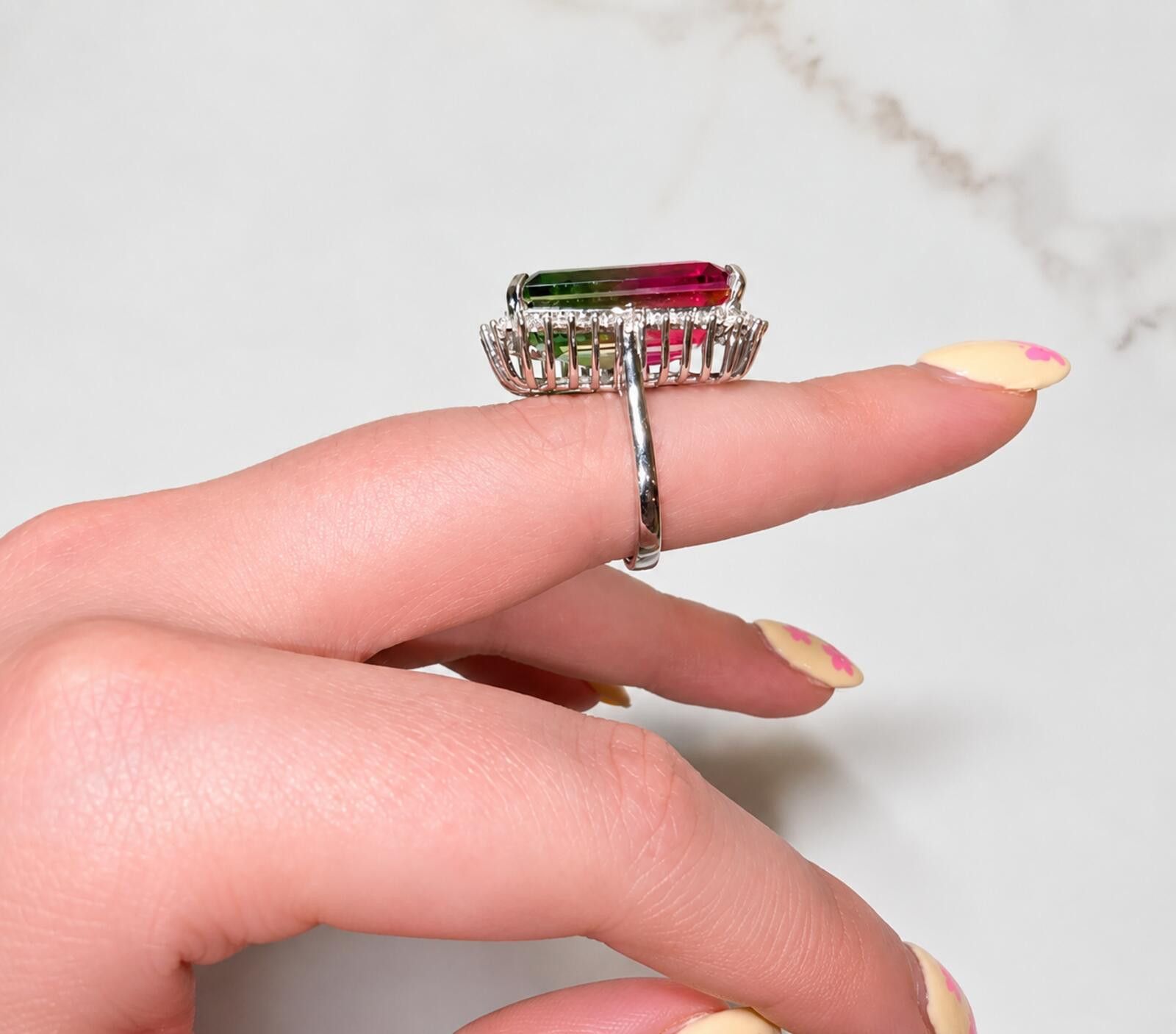 Other 925 Ring with Platinum Overlay and watermelon opal Size ONE SIZE - 4 Thumbnail