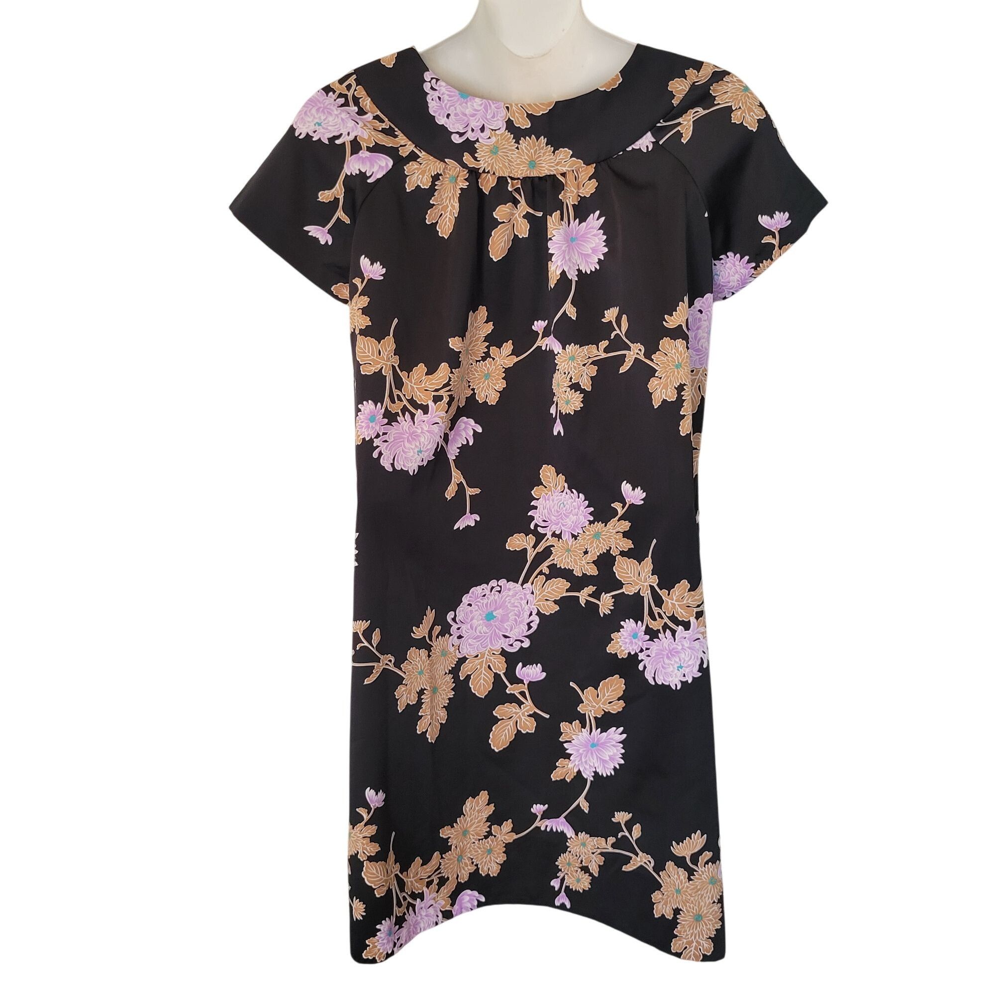 Other Hawaiiana Floral Black Purple Muu Muu Lightweight House Dres Size L / US 10 / IT 46 - 3 Thumbnail