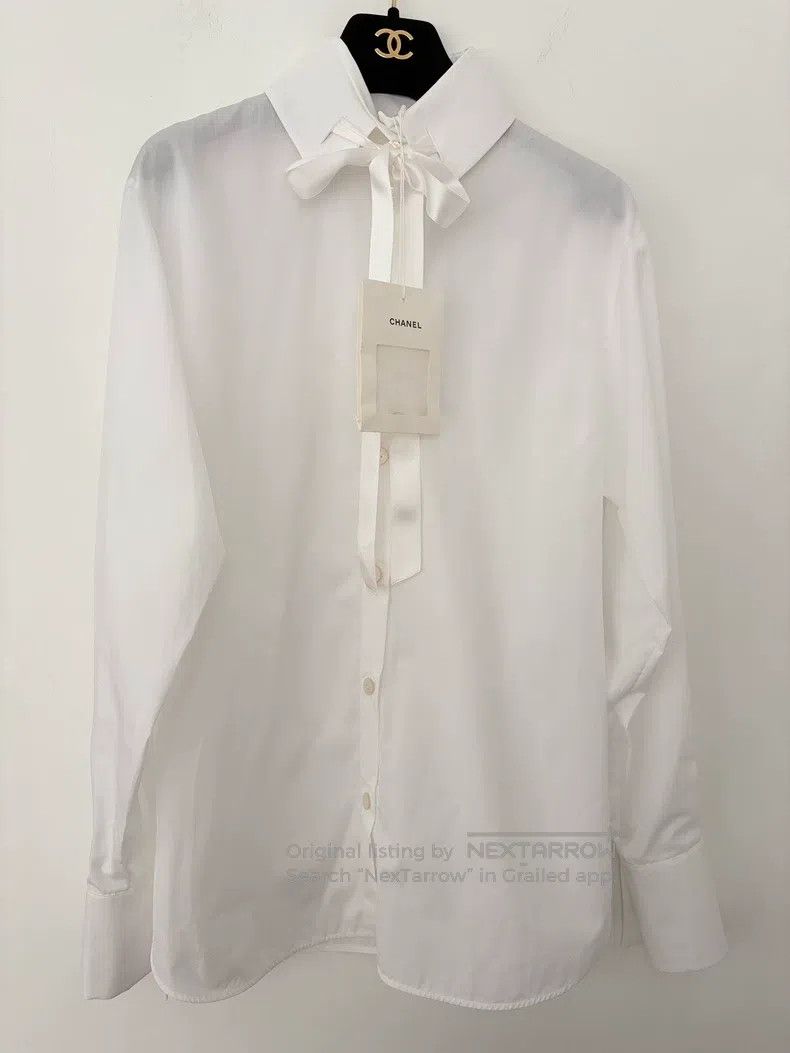 Chanel Chanel White shirt with tie and bow Size XXS / US 00 / IT 34 - 1 Thumbnail