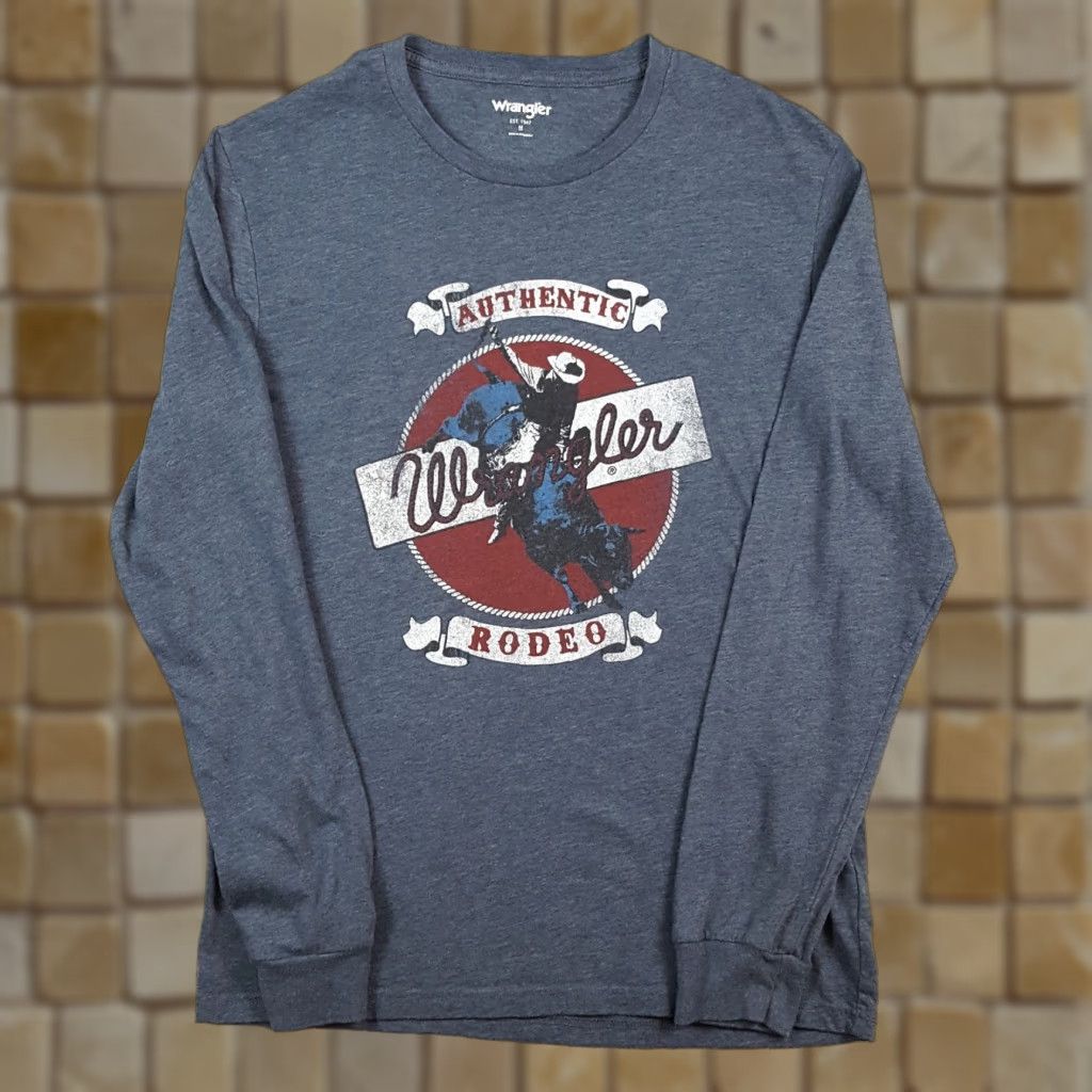 Wrangler VINTAGE Wrangler Cowboy Western T-Shirt Men Medium Gray 90s Workwear Long Sleeve Roping Size US M / EU 48-50 / 2 - 1 Thumbnail