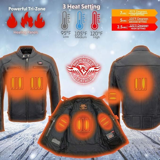 Other Milwaukee Leather Heated Jacket 4 Men Black Cowhide Leather Size US XL / EU 56 / 4 - 5 Thumbnail
