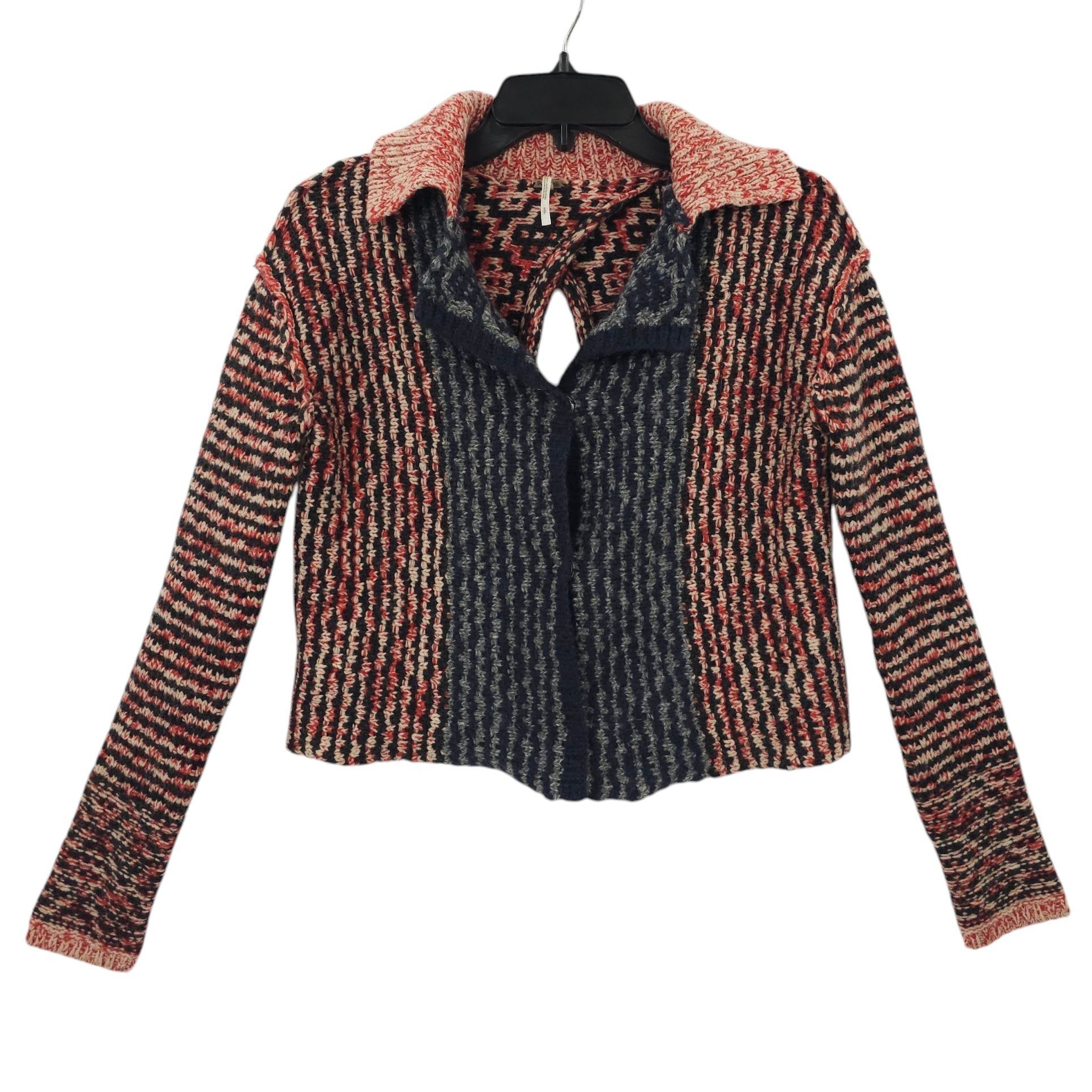 Free People Free People Open Back Sweater Womens S Striped Snap Front Size S / US 4 / IT 40 - 1 Thumbnail