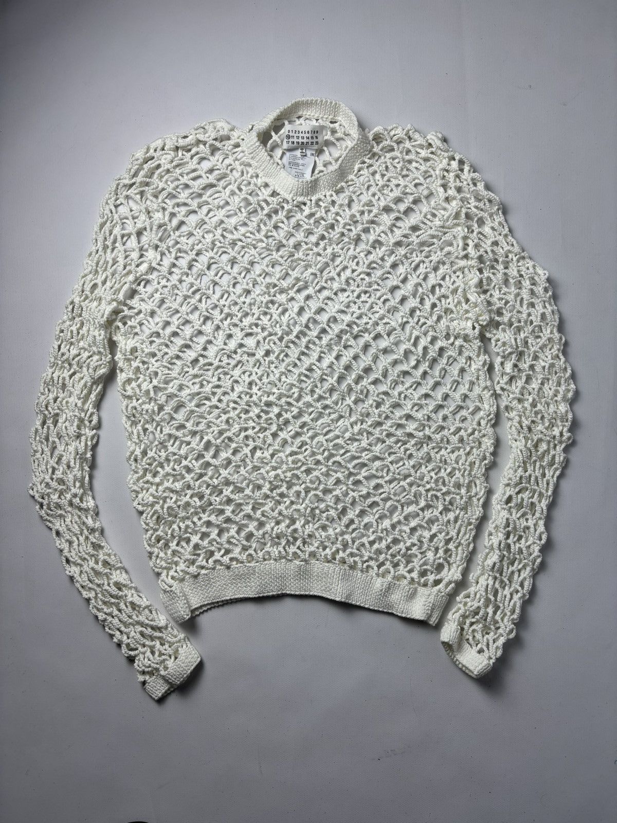 image of Maison Margiela Mesh Knit Sweater in White, Men's (Size Large)
