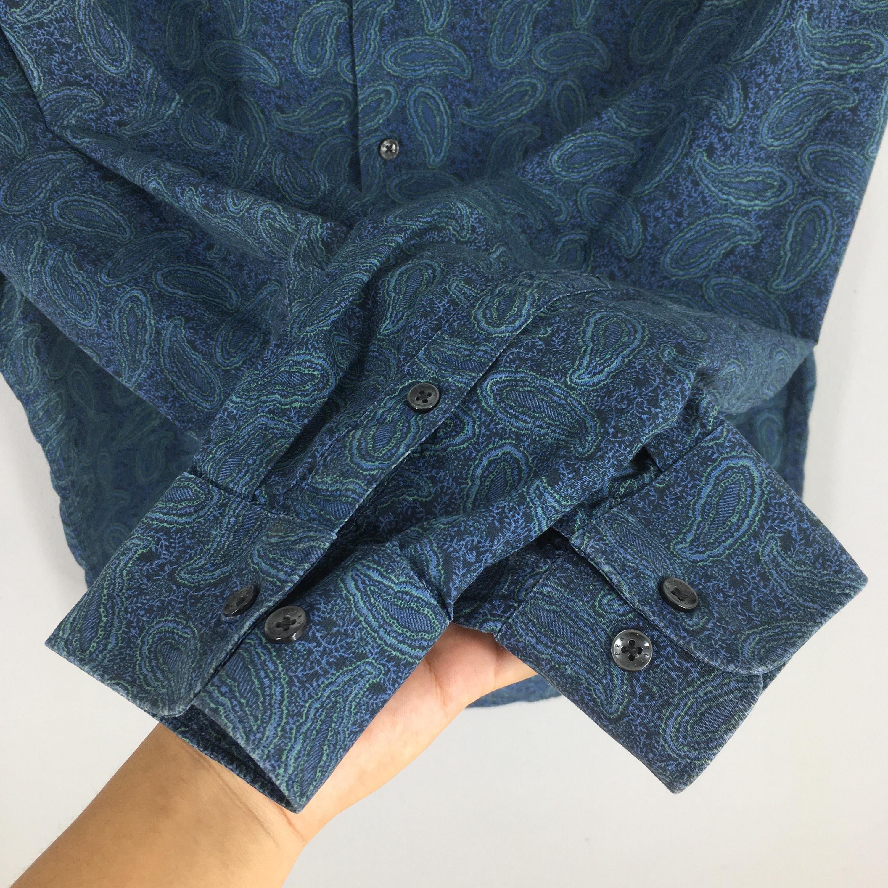 Flannel Vintage 80's Paisley Floral Blue Indie Boho Shirt Large Size US L / EU 52-54 / 3 - 4 Thumbnail