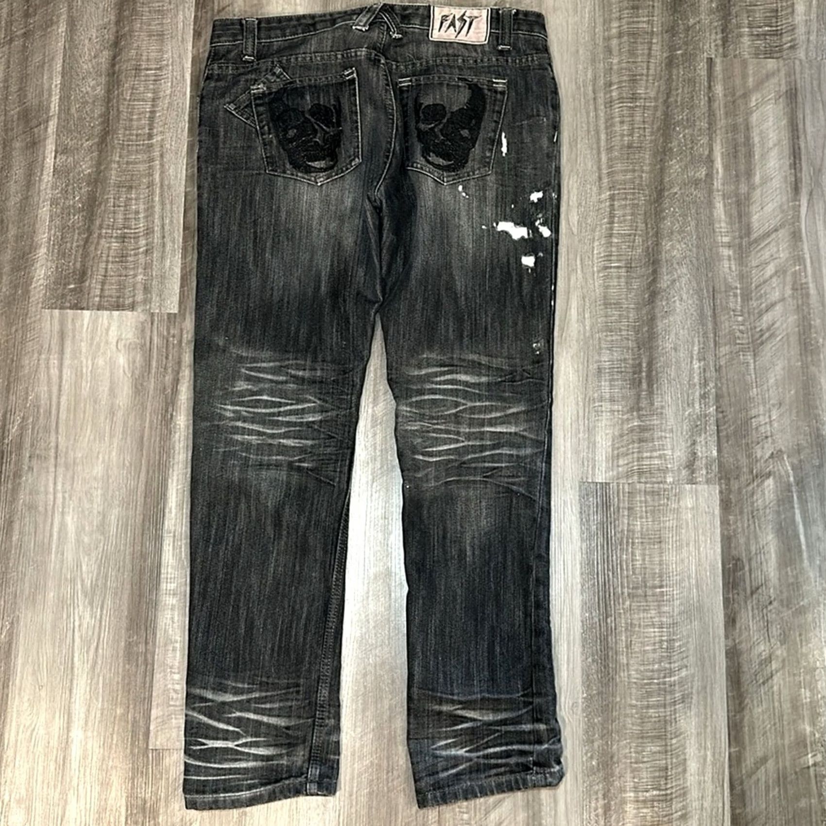 Olive Live Fast Die Young Jeans 36x32 Slim Distressed Size US 36 / EU 52 - 3 Thumbnail