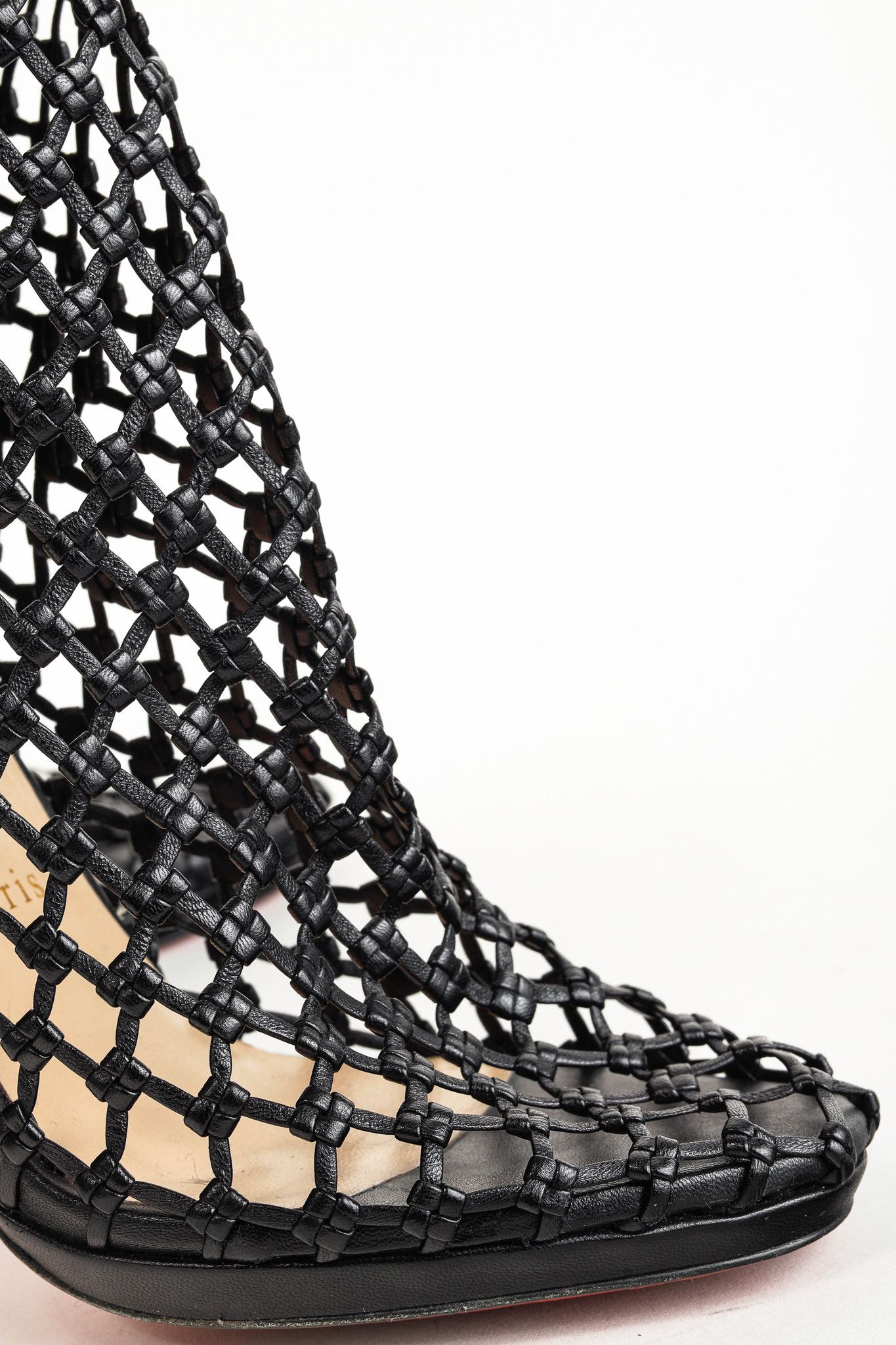 Christian Louboutin Christian Louboutin Porligat 120 Leather Woven Cage Heels Size US 8.5 / IT 38.5 - 4 Thumbnail