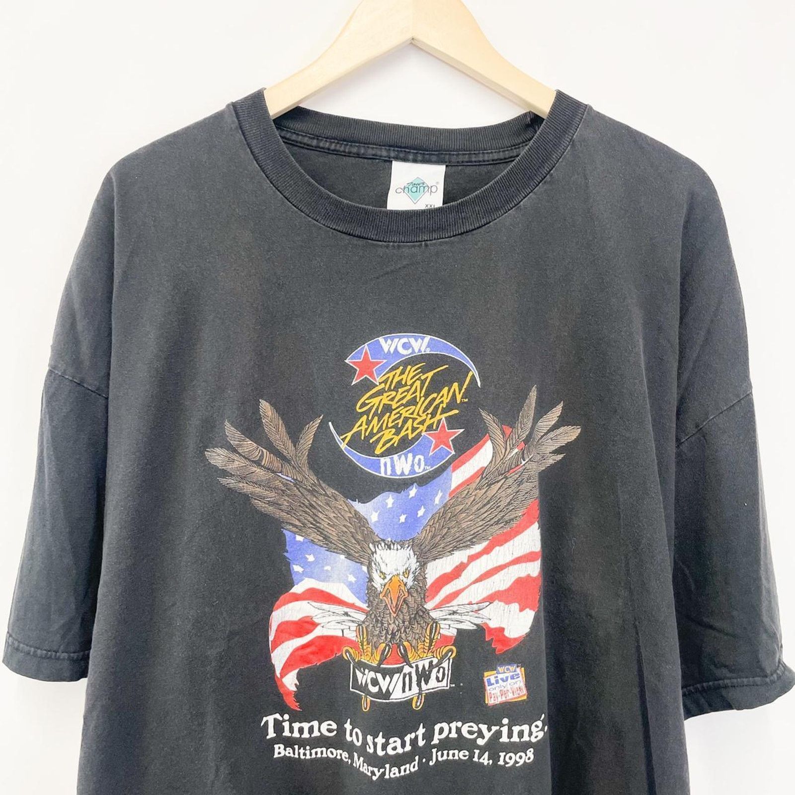 Vintage Vintage 90s Wcw Nwo Eagle Graphic Wrestling T-Shirt XXL Size US XXL / EU 58 / 5 - 2 Thumbnail