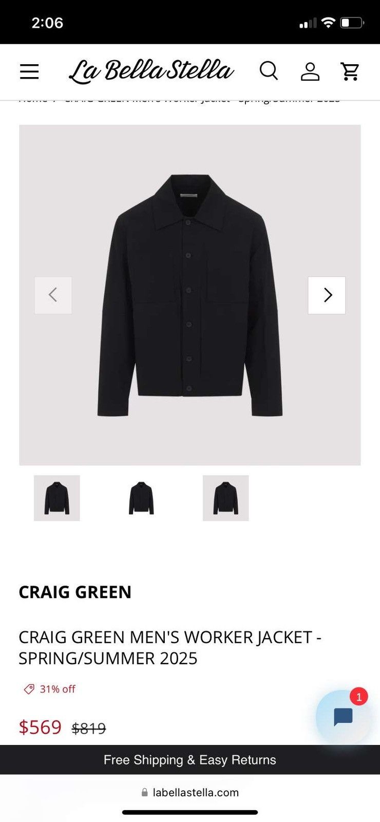 Craig Green Craig Green Black Worker Jacket size small Size US S / EU 44-46 / 1 - 9 Thumbnail