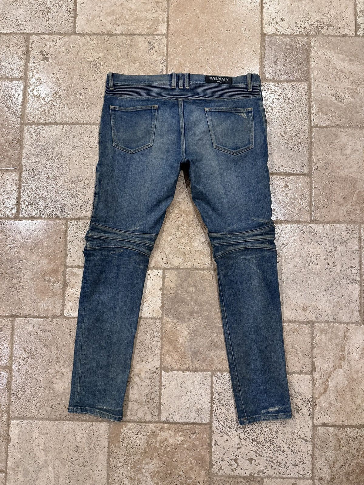Balmain Balmain Biker Distressed Stone Wash Blue Denim Jeans Size US 36 / EU 52 - 5 Thumbnail