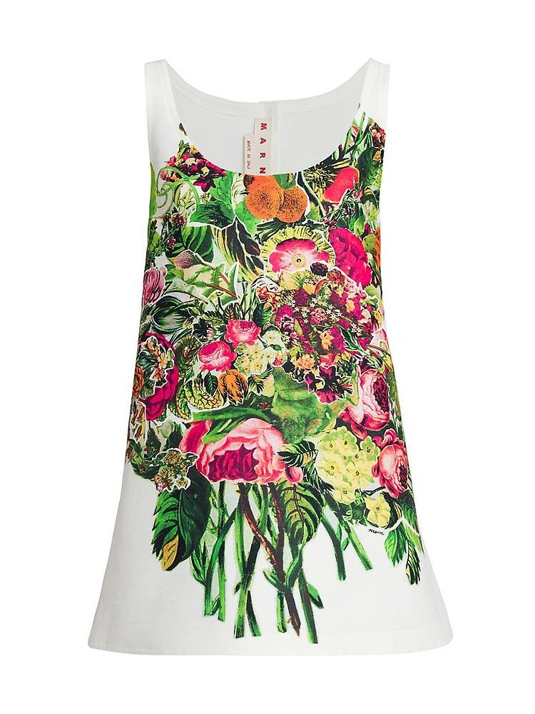 Marni oc11z0525 Mystical Bloom Floral Midi Dress in Multicolor Size S / US 4 / IT 40 - 1 Thumbnail