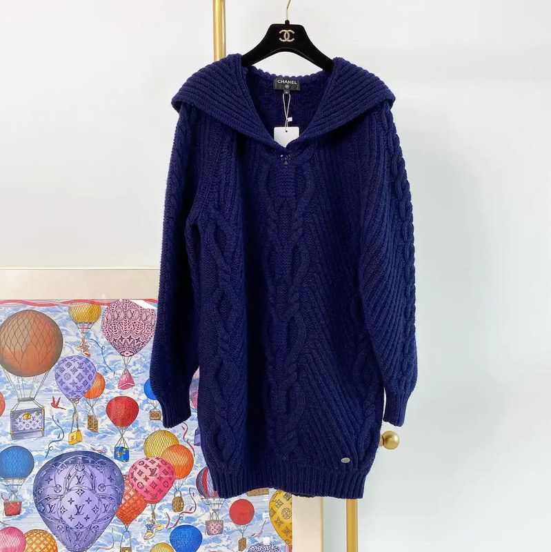 Chanel Chanel Blue Wool Knit Pullover Sweater 0089 Size S / US 4 / IT 40 - 1 Thumbnail