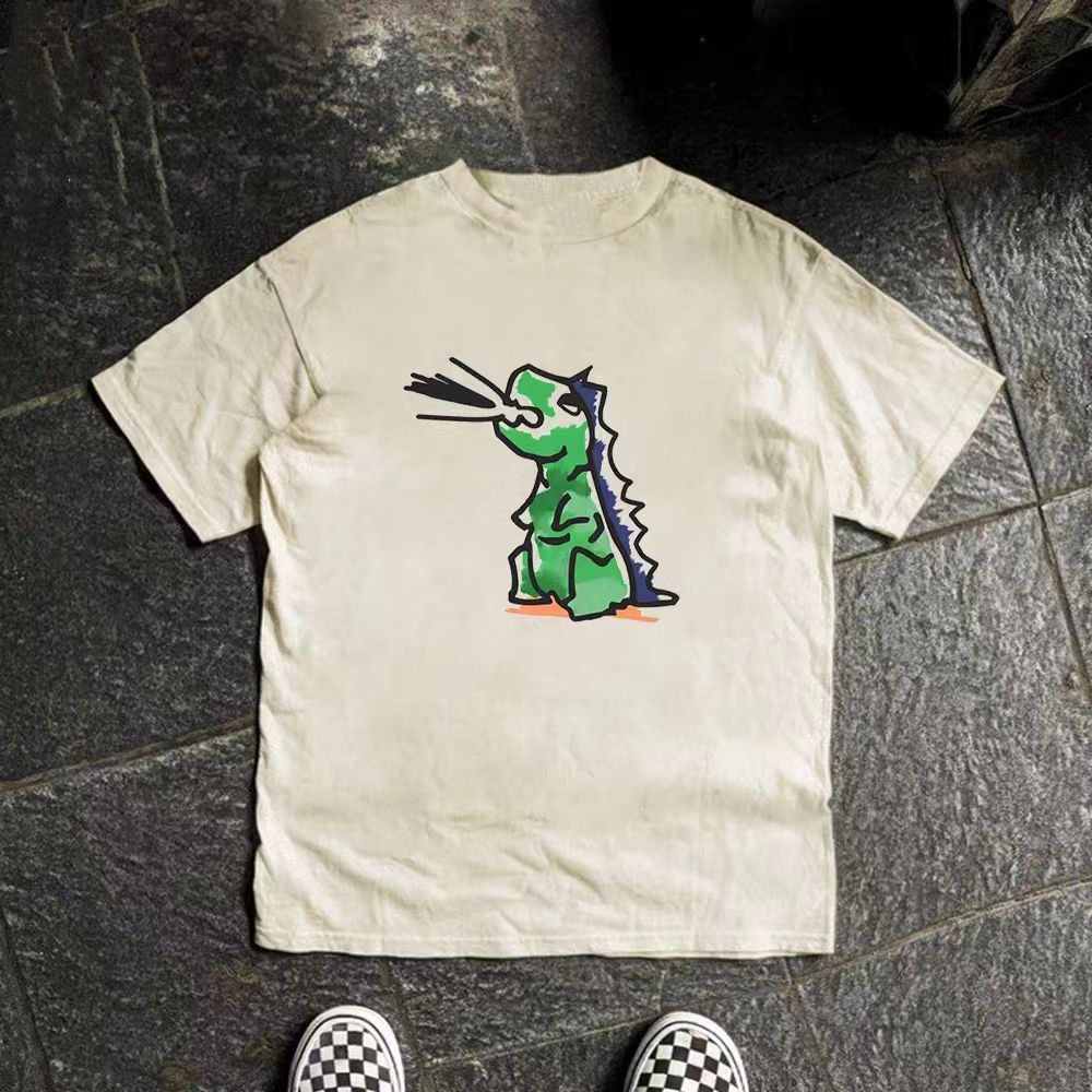 Vintage Dinosaur print apricot vintage cotton t-shirt Size US M / EU 48-50 / 2 - 1 Thumbnail
