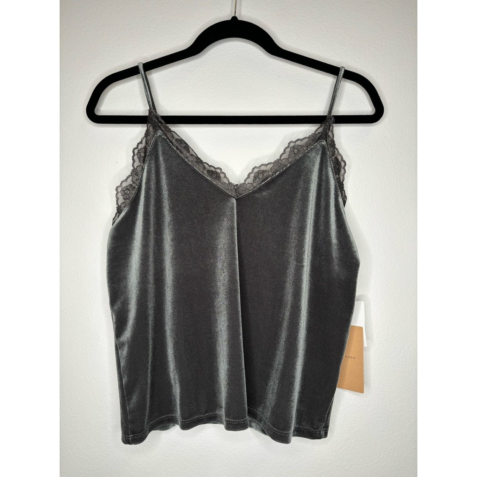 & Other Stories Halogen Charcoal Grey Velvet Tank with Adjustable straps Size M / US 6-8 / IT 42-44 - 1 Thumbnail