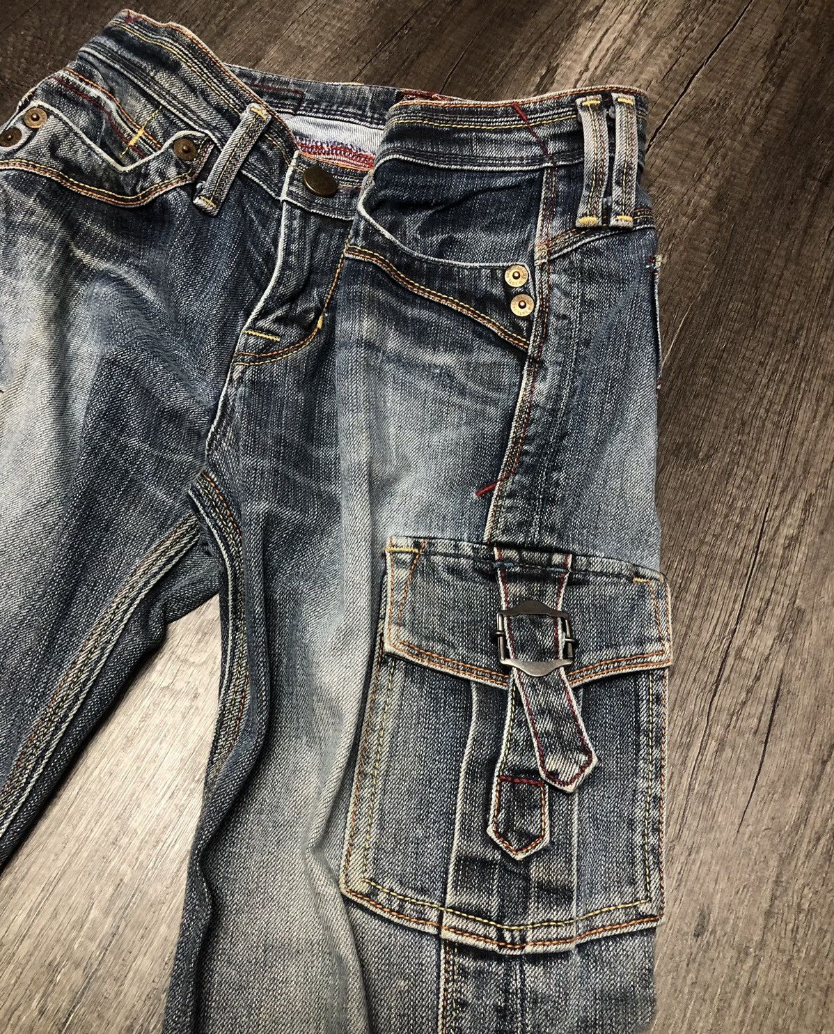 Japanese Brand Brappers Flare Japanese Jeans Cargo Style Size 28" / US 6 / IT 42 - 12 Thumbnail