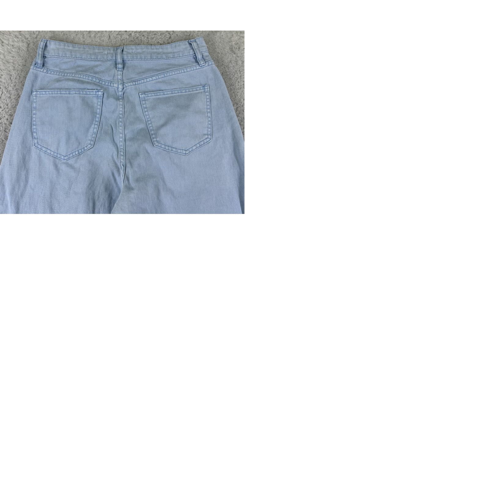 Vintage Project Indigo Jeans Womens 27 Blue Denim Wide-Leg Jeans 100% Cotton High Rise Distressed Pockets 5-Pocket Zip Inseam 30 in USA Vintage No Size 27" / US 4 / IT 40 - 10 Thumbnail