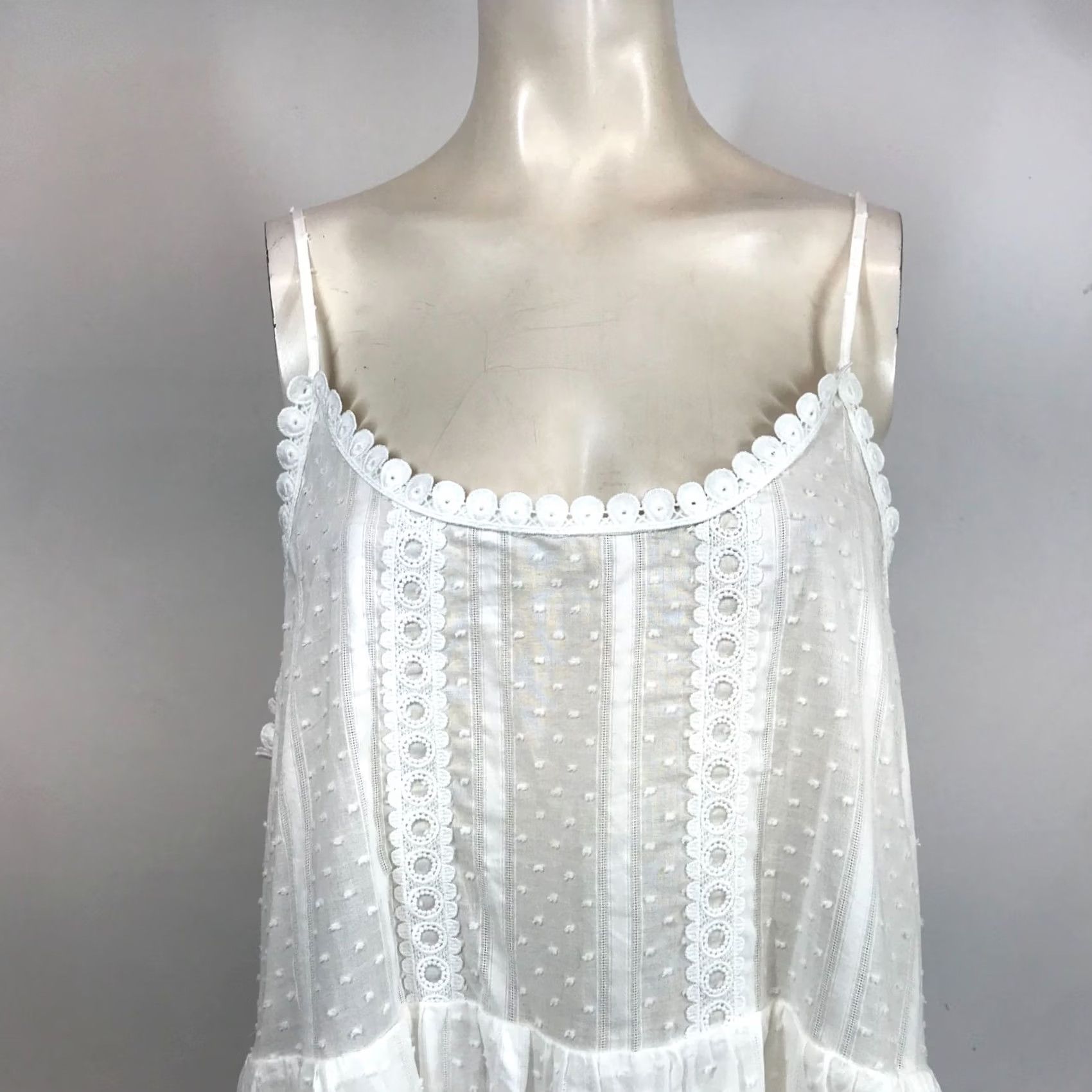 Vintage SWEET WANDERER DRESS WHITE SPAGHETTI STRAP BOHO FESTIVAL COTTON WOMEN'S XL Size XL / US 12-14 / IT 48-50 - 2 Thumbnail