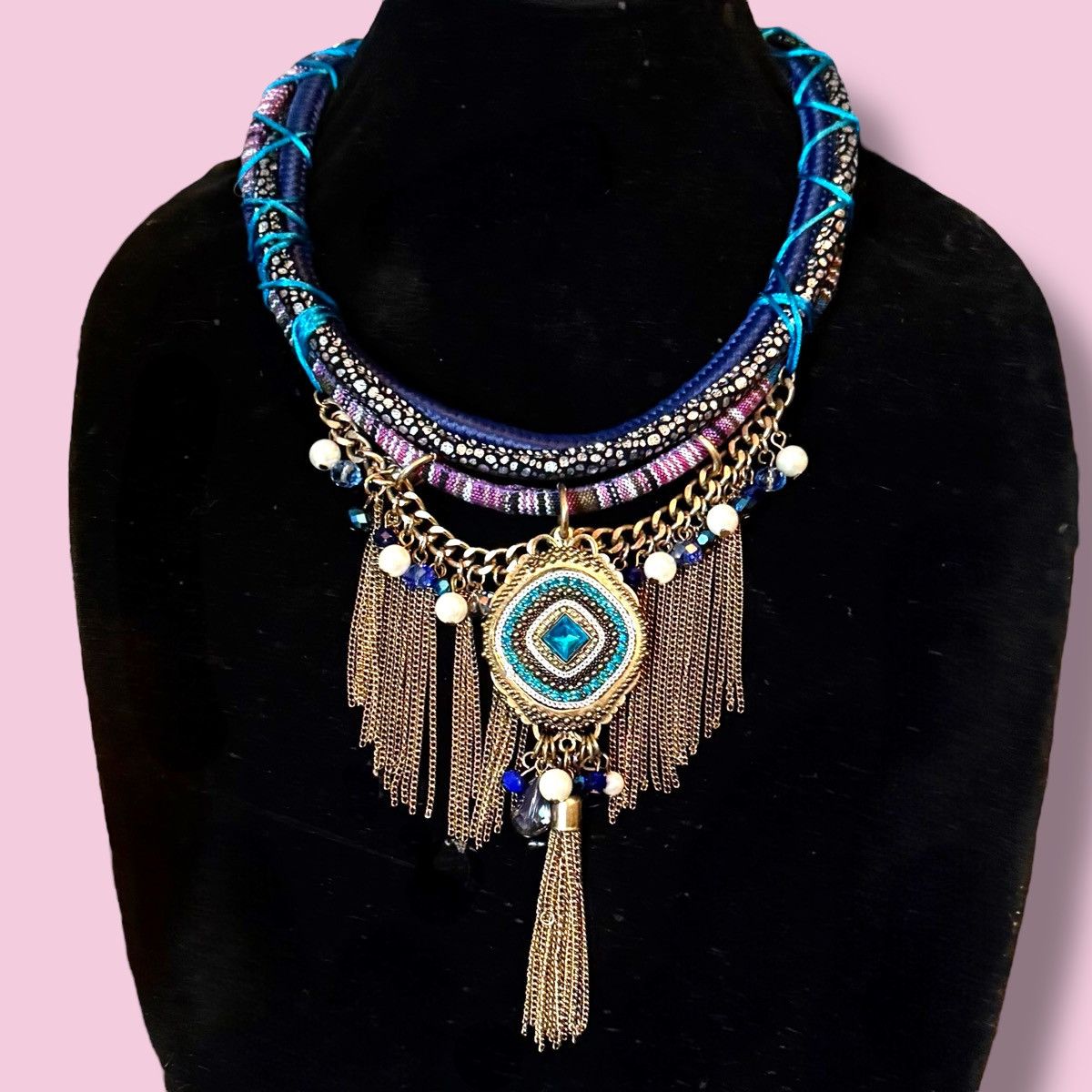 Other Makarlon Regal Boho Beaded Pendant Fringe Statement Necklace Size ONE SIZE - 1 Thumbnail