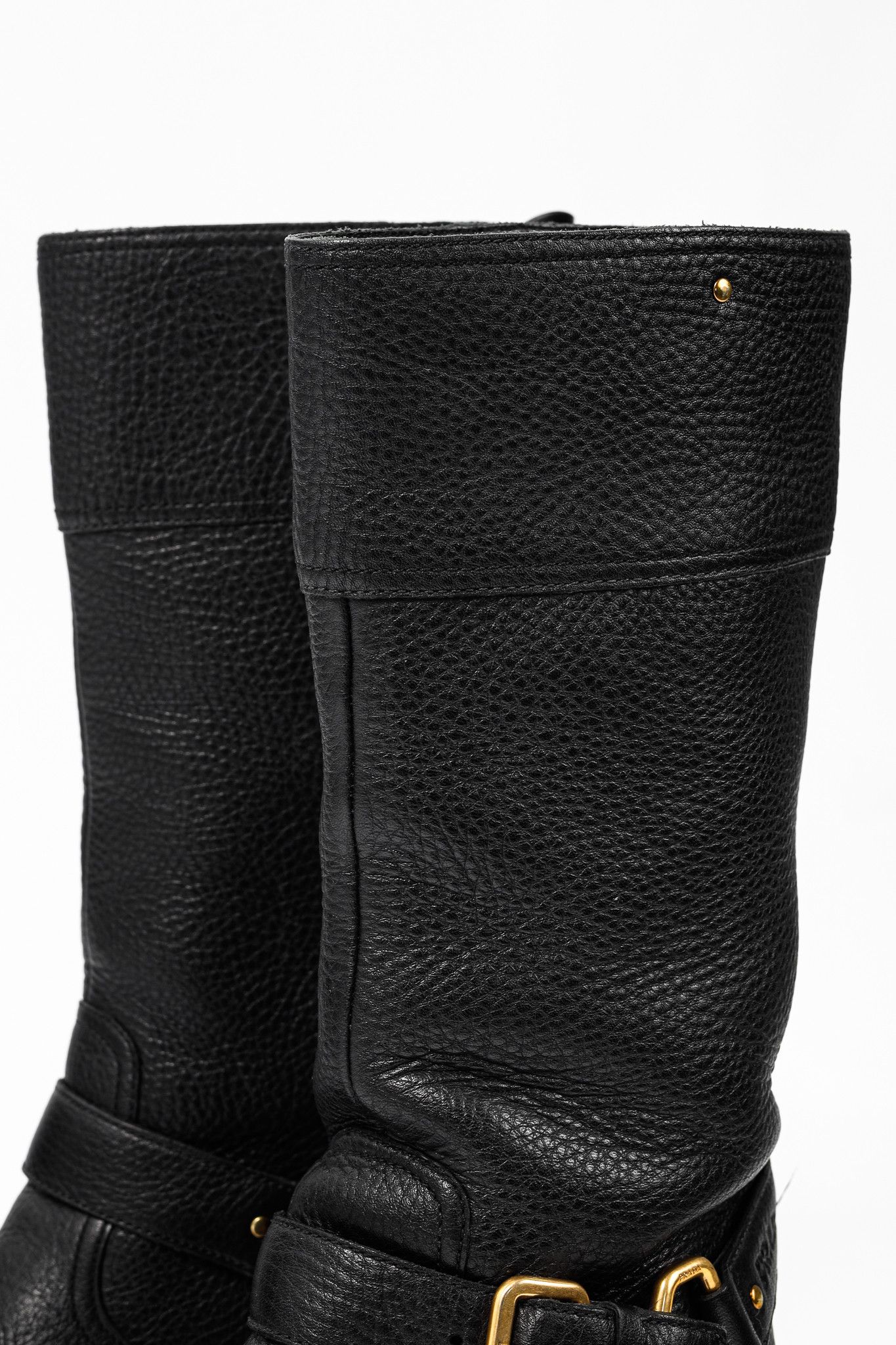 Prada Prada Sport Black Pebbled Leather Harness Biker Boots Size US 9.5 / IT 39.5 - 9 Thumbnail