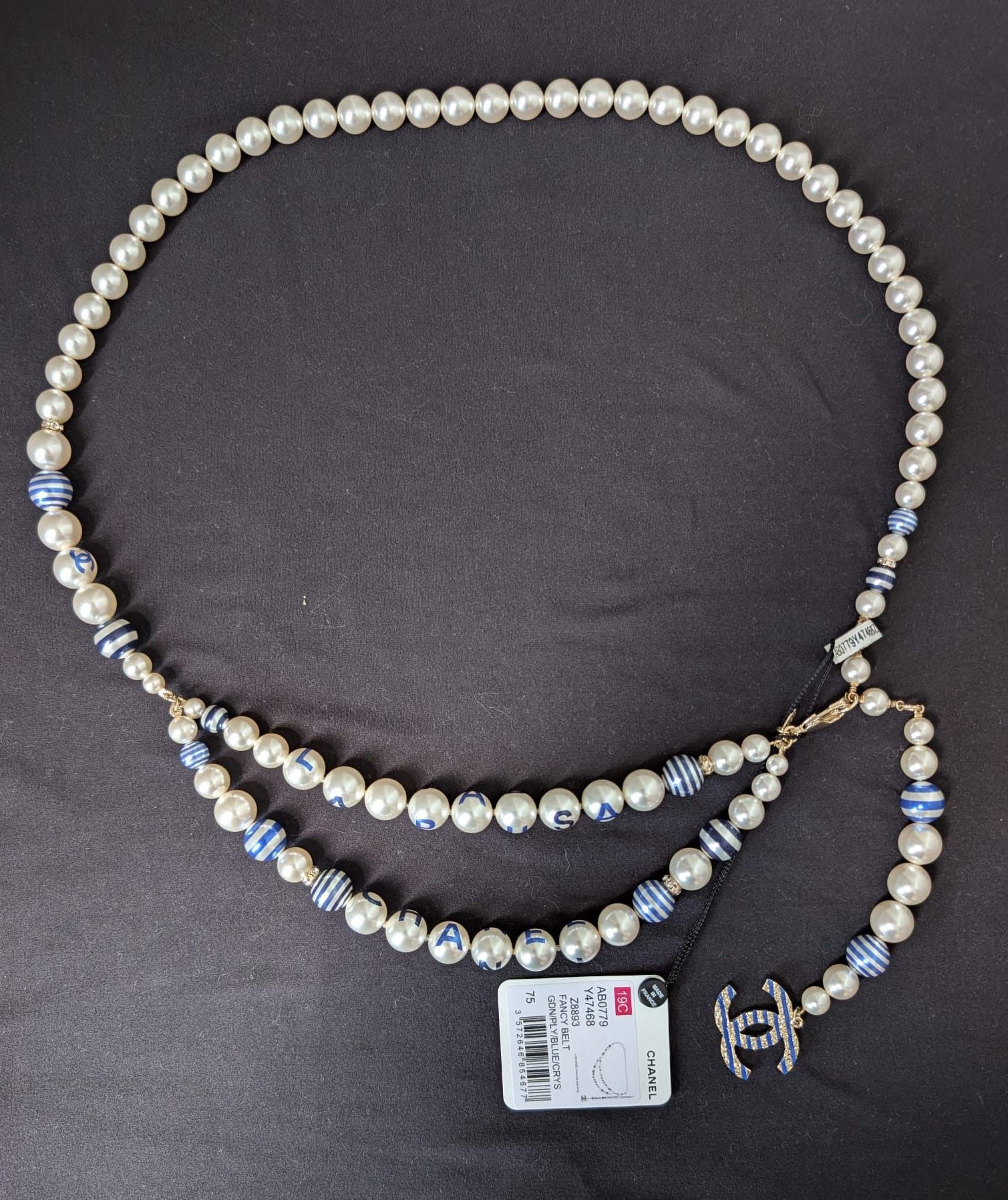 Chanel Chanel CC P19C La Pausa Pearl Logo GHW necklace belt tag Size ONE SIZE - 8 Thumbnail