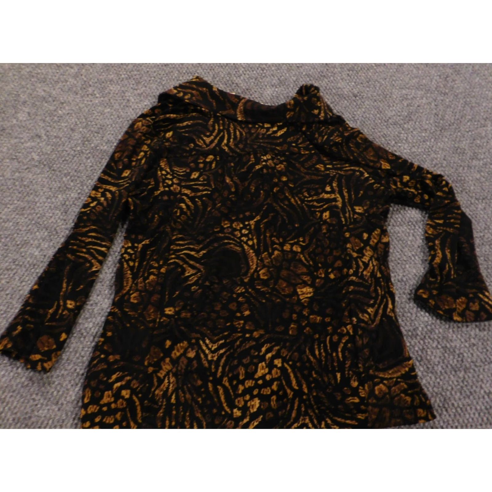 Vintage Choices Blouse Womens M Brown Crew Neck Pullover Stretch 3/4 Sleeve Floral Rayon Lyocell Button Casual Basic Regular Vintage No Size M / US 6-8 / IT 42-44 - 7 Thumbnail