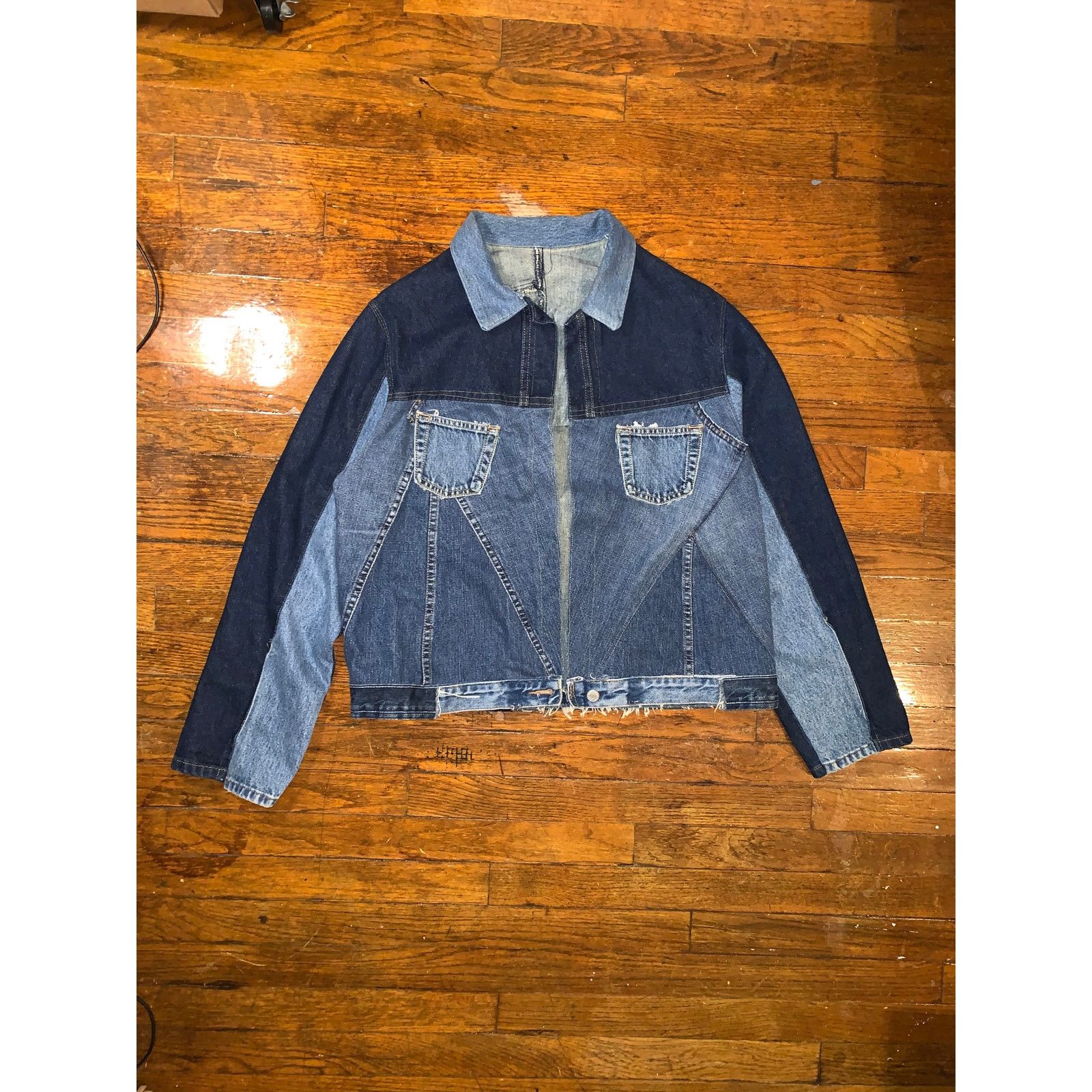 Brooklyn Xpress Reworked Patchwork Denim Jacket Y2K Upcycled Women’s Small Size S / US 4 / IT 40 - 1 Thumbnail