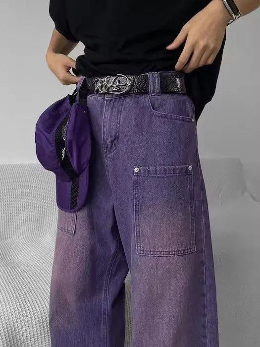 Japanese Brand × Jean Purple Baggy Wide Leg Denim Jeans Size US 28 / EU 44 - 3 Thumbnail