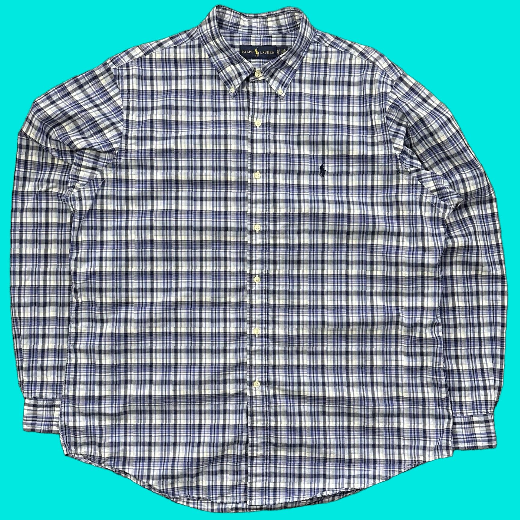 Ralph Lauren Ralph Lauren Shirt Mens XL Long Sleeve Button-Down Plaid Blue White Size US XL / EU 56 / 4 - 1 Thumbnail