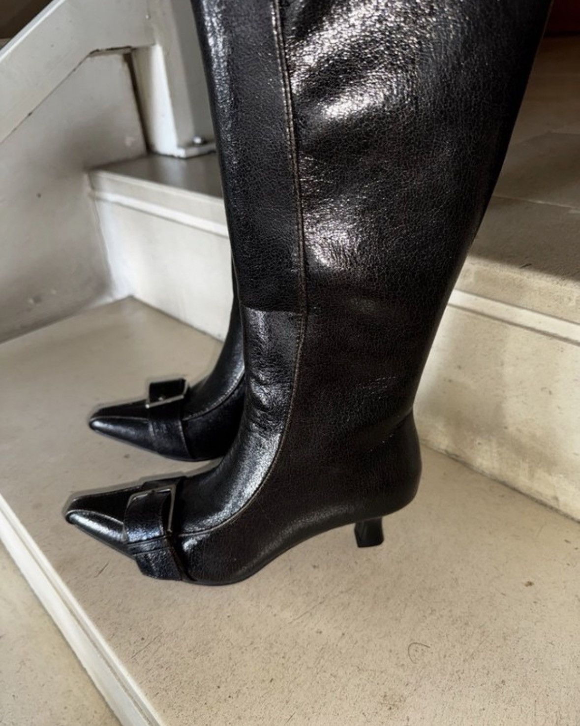 Pamola Wool Black Leather Boots 35, Women's — image 6 of 6