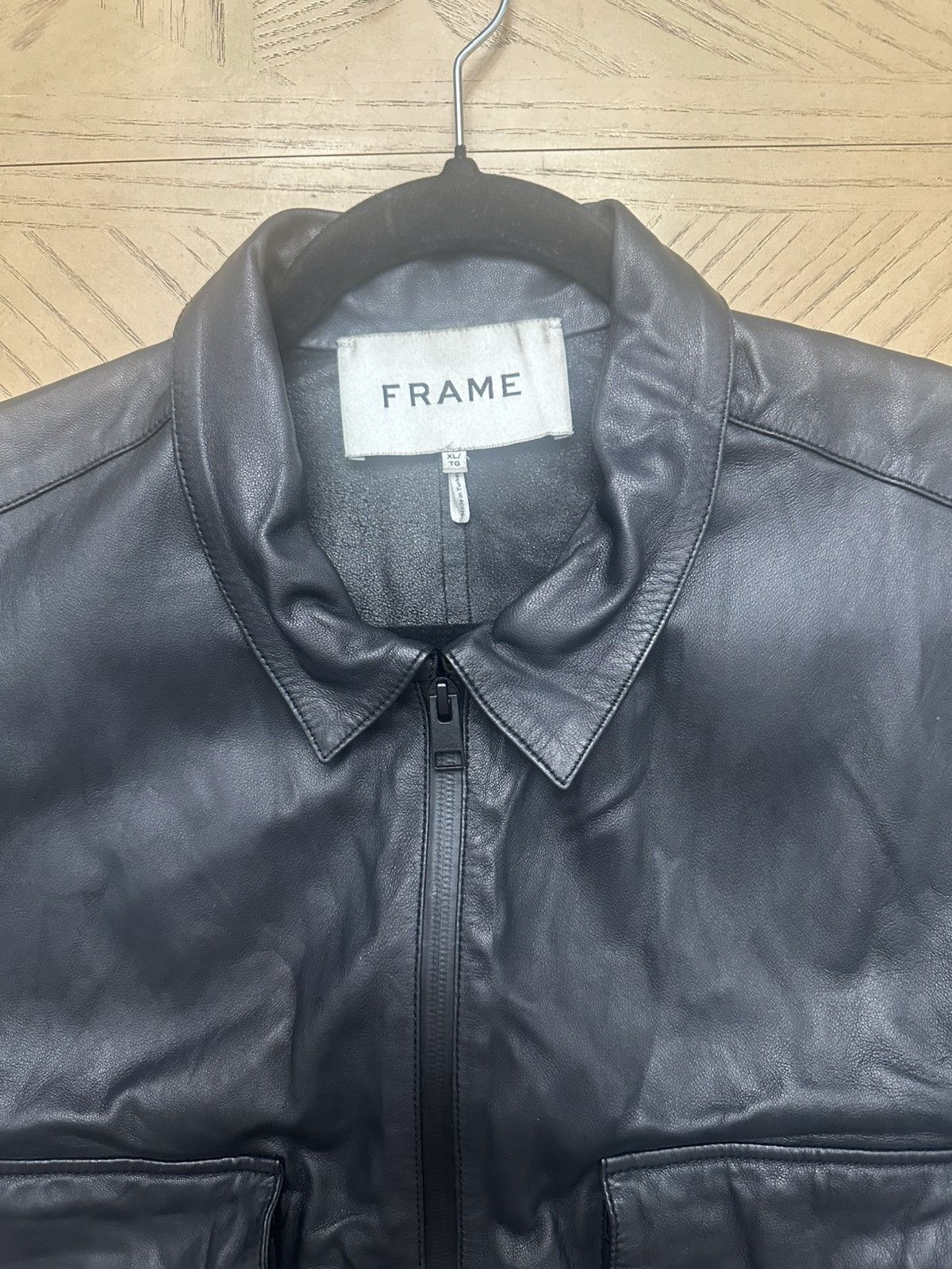 Frame Frame Men's Lambskin Leather Modern Short Sleeve Full Zip Size US XL / EU 56 / 4 - 2 Thumbnail