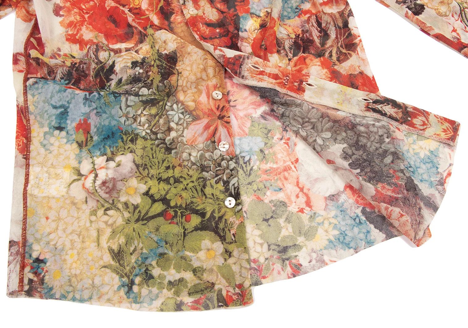 Jean Paul Gaultier Floral Print Power Net Shirt in Red Other 48 Size US M / EU 48-50 / 2 - 8 Thumbnail