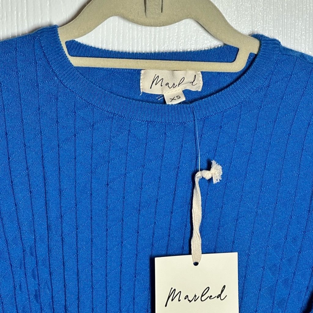 Other Marled by Reunited Clothing Co Royal Blue Cable Knit Sweater Size XS / US 0-2 / IT 36-38 - 5 Thumbnail