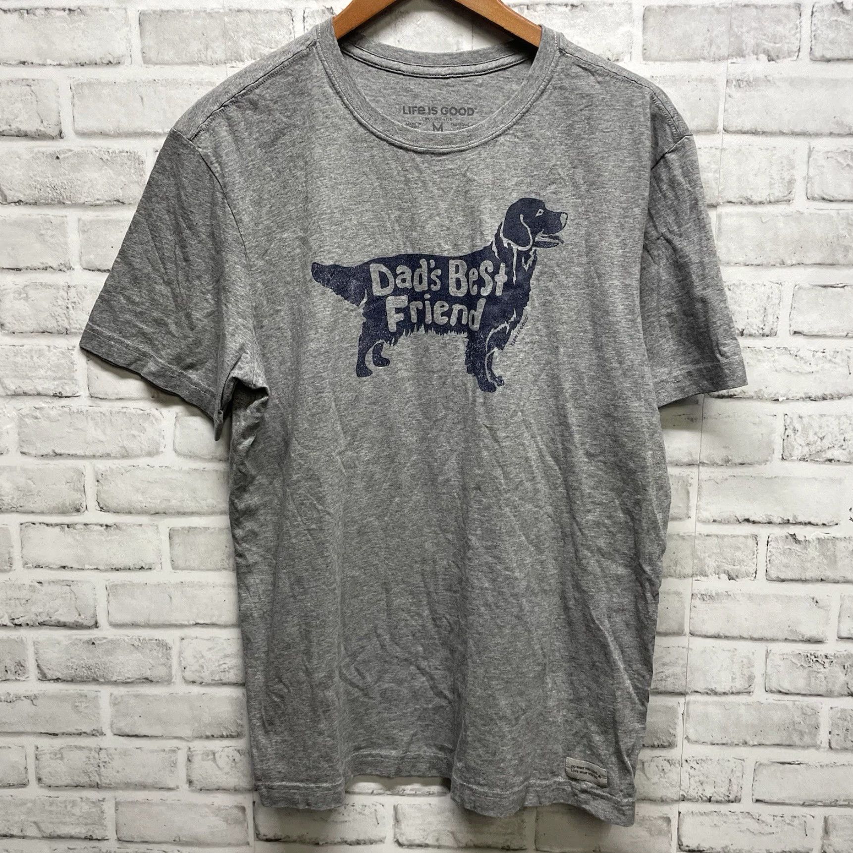 Life is Good VINTAGE Life is Good Crusher Life Gray Dads Best Friend Graphic Tee Mens Size M Size US M / EU 48-50 / 2 - 2 Thumbnail