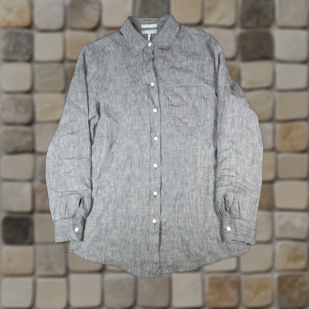 Vintage VINTAGE Hinson Wu Button-Up Shirt Women Small Gray Linen Long Sleeve Collar Size S / US 4 / IT 40 - 1 Thumbnail