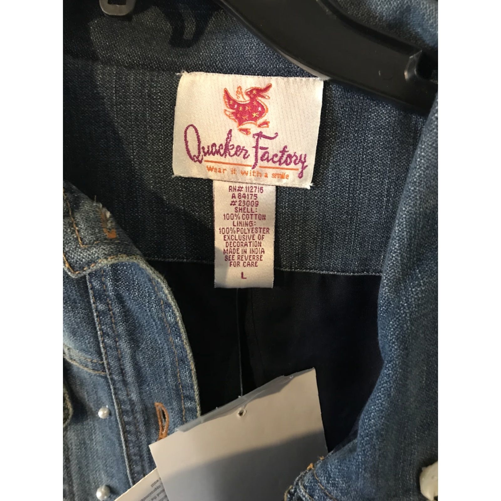 Quacker Factory VINTAGE The Quacker Factory Jacket Women L Denim Blue Light Wash Sequin Buttons Jeans Size L / US 10 / IT 46 - 2 Thumbnail