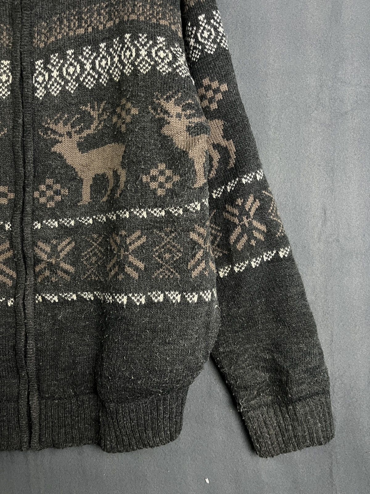 Aran Isles Knitwear × Homespun Knitwear × Vintage KNIT ZIP UP SWEATER TURTLE NECK MOOSE DESIGN Size US L / EU 52-54 / 3 - 5 Thumbnail