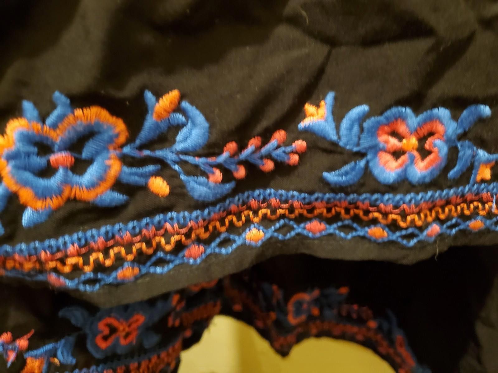 Designer Time&Tru Wns Blk Skirt L Boho Peasant hippie Embroidered Size 36" / US 14 / IT 50 - 2 Thumbnail