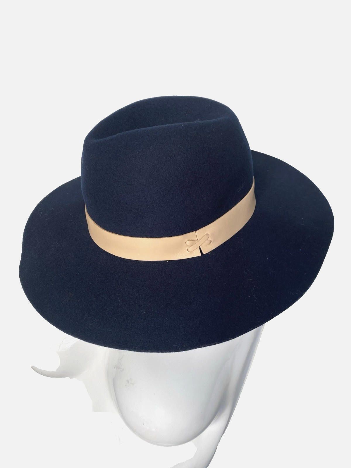 Other NWT Hat Attack 100% Wool Felt Fedora Leather Trim Navy Hat Size ONE SIZE - 1 Thumbnail