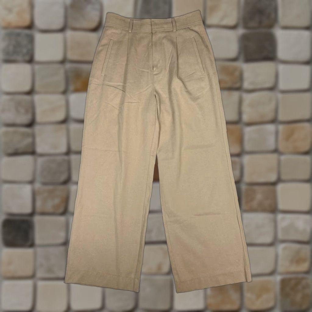 Everlane Everlane The Way High Drape Pants Womens 4 Beige Cotton High Rise Wide Leg Size 27" / US 4 / IT 40 - 1 Thumbnail