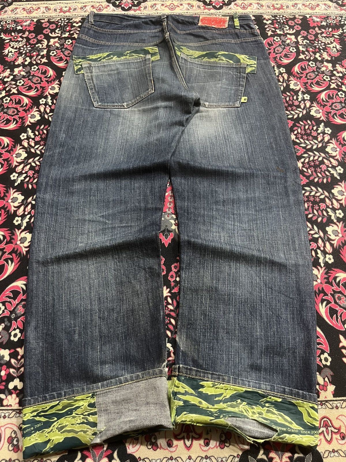 Xlarge Vintage X Large Groover Grand Green Camo Blue Washed Jeans Size US 36 / EU 52 - 2 Thumbnail