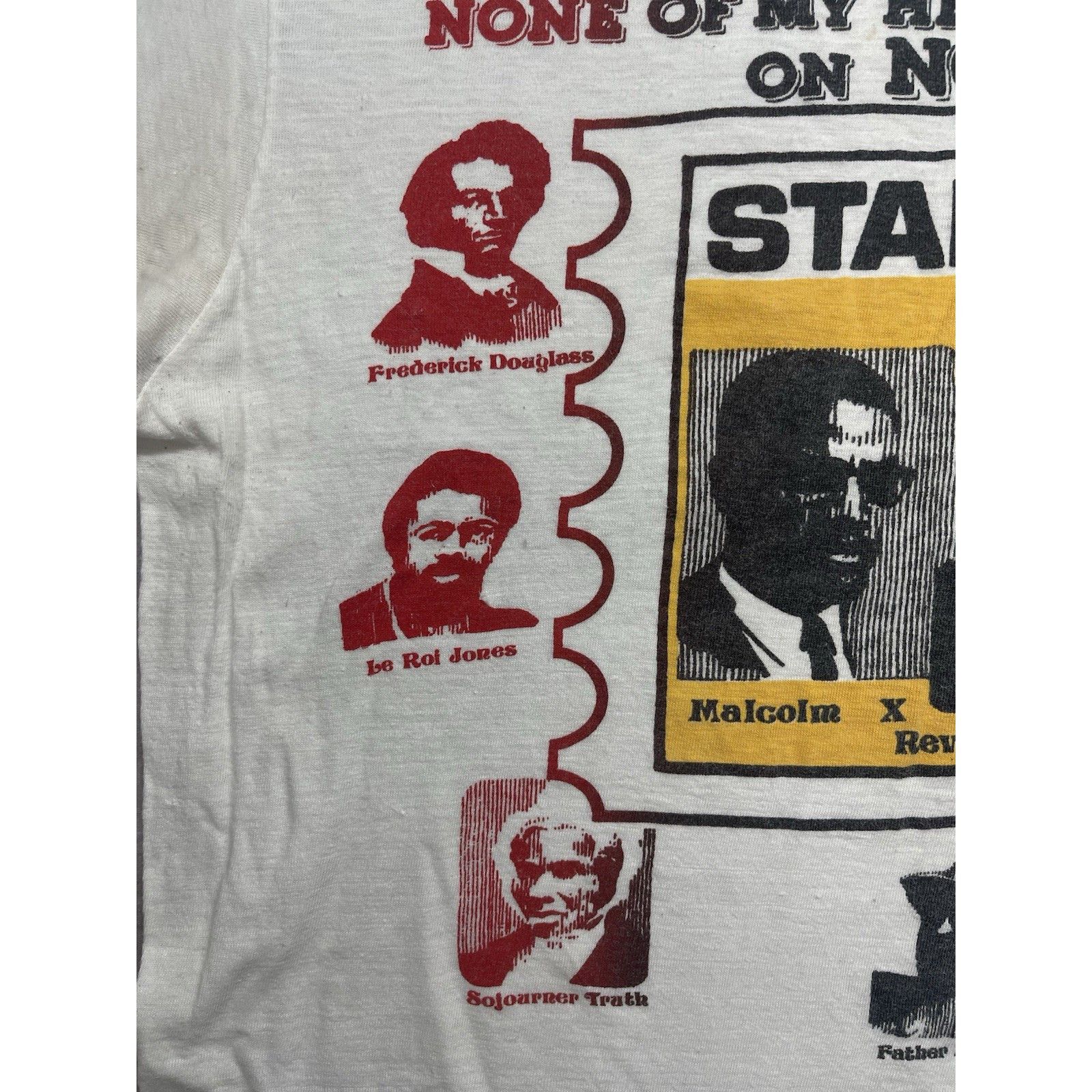 Other Vtg 90s Black Heroes Stamp T-Shirt Malcolm X MLK Douglass Ga Size US XL / EU 56 / 4 - 4 Thumbnail