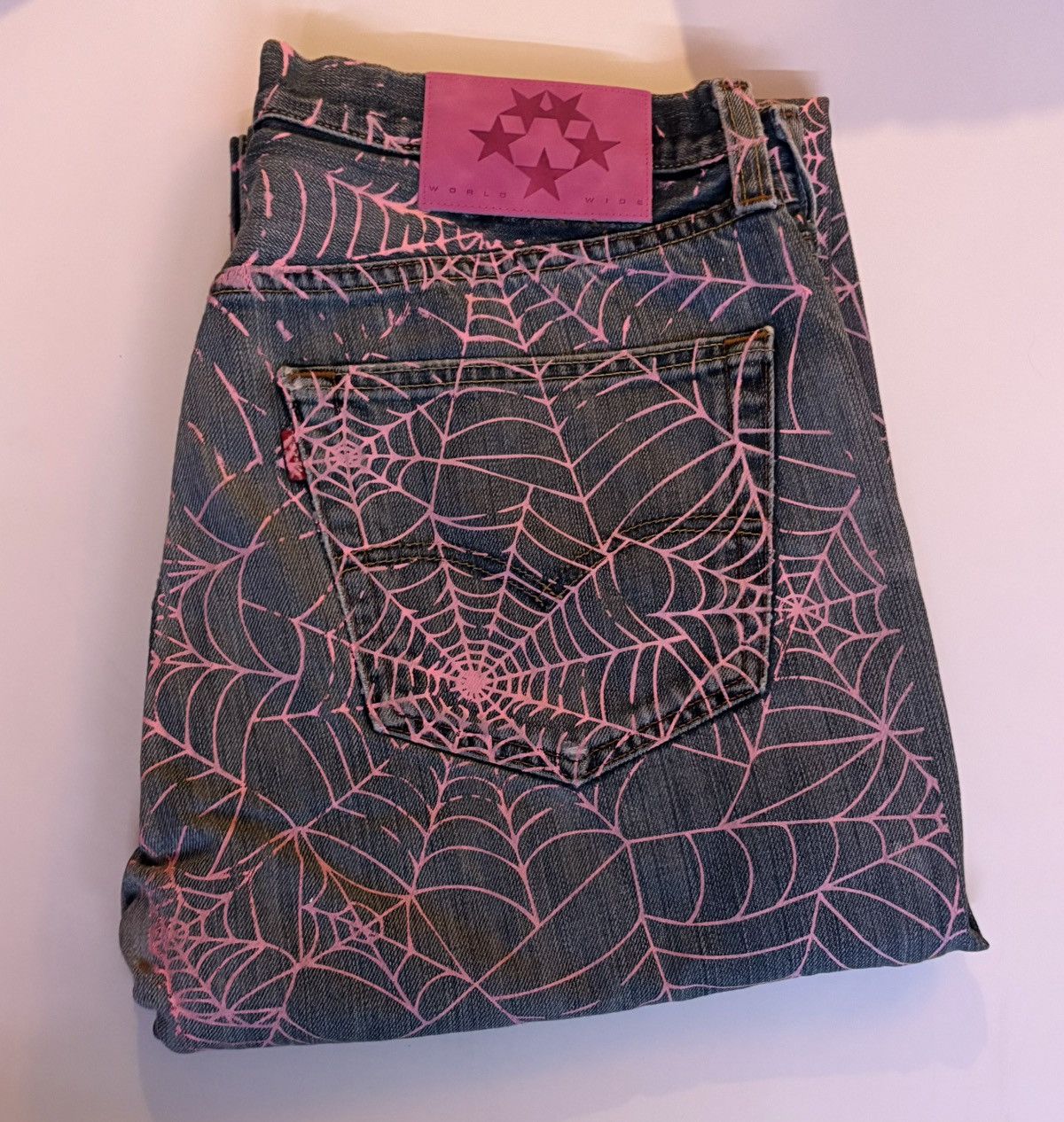 Levi's × Sp5der Vintage Levi’s 501 All-Over Web Print Jeans Size US 34 / EU 50 - 3 Thumbnail