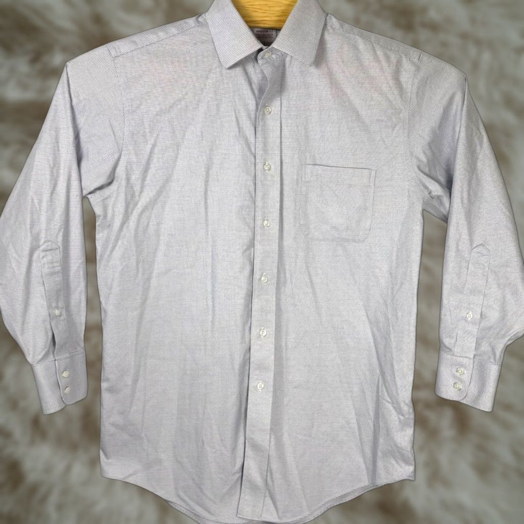 Brooks Brothers Madison Fit Dress Shirt Mens 15 Blue Check Non-Iron Stretch  100% Cotton Button Down Long Sleeve Collar Point - asatuae.com