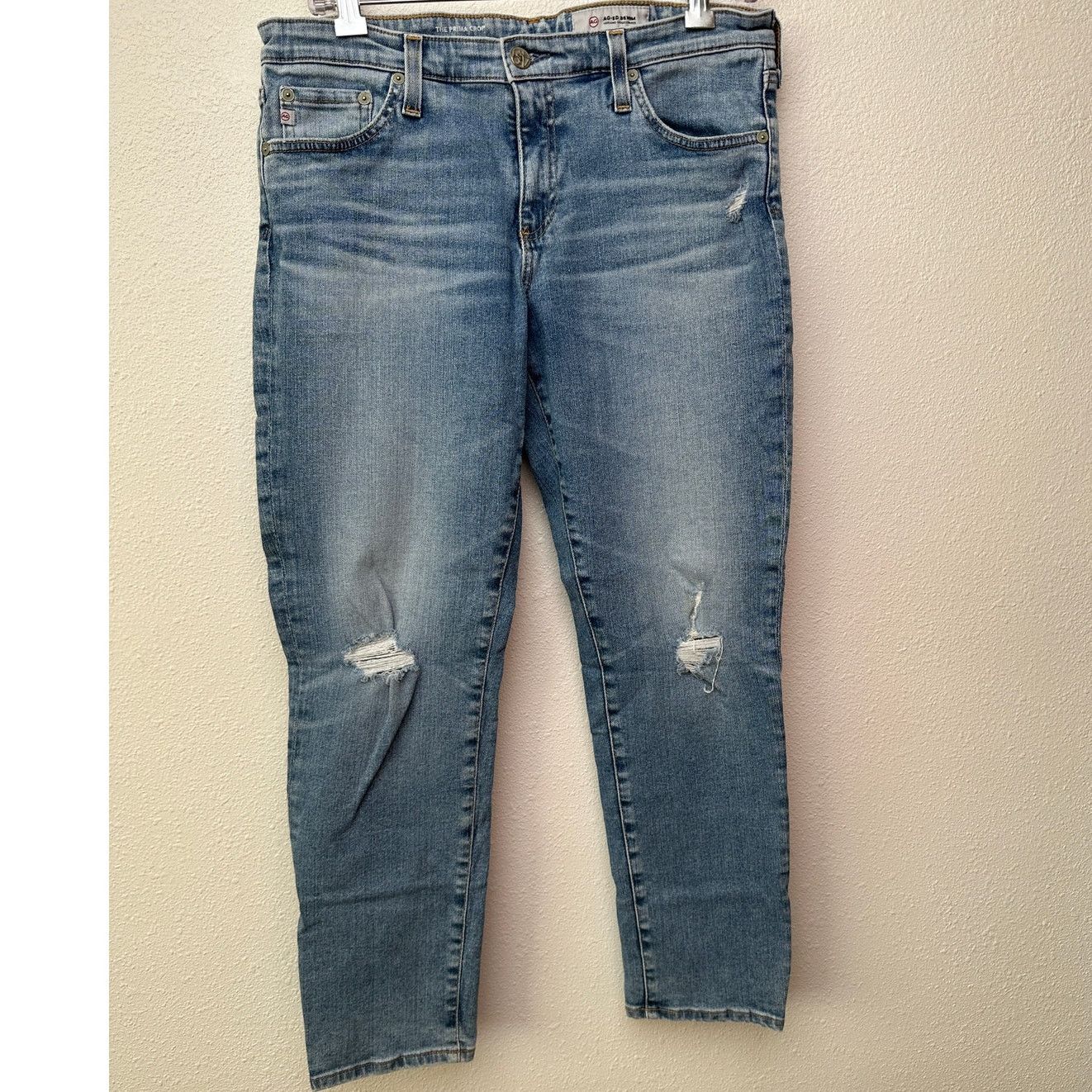 AG Adriano Goldschmied Adriano Goldschmied The Prima Crop Jeans 31 Distressed Size 27" / US 4 / IT 40 - 2 Thumbnail