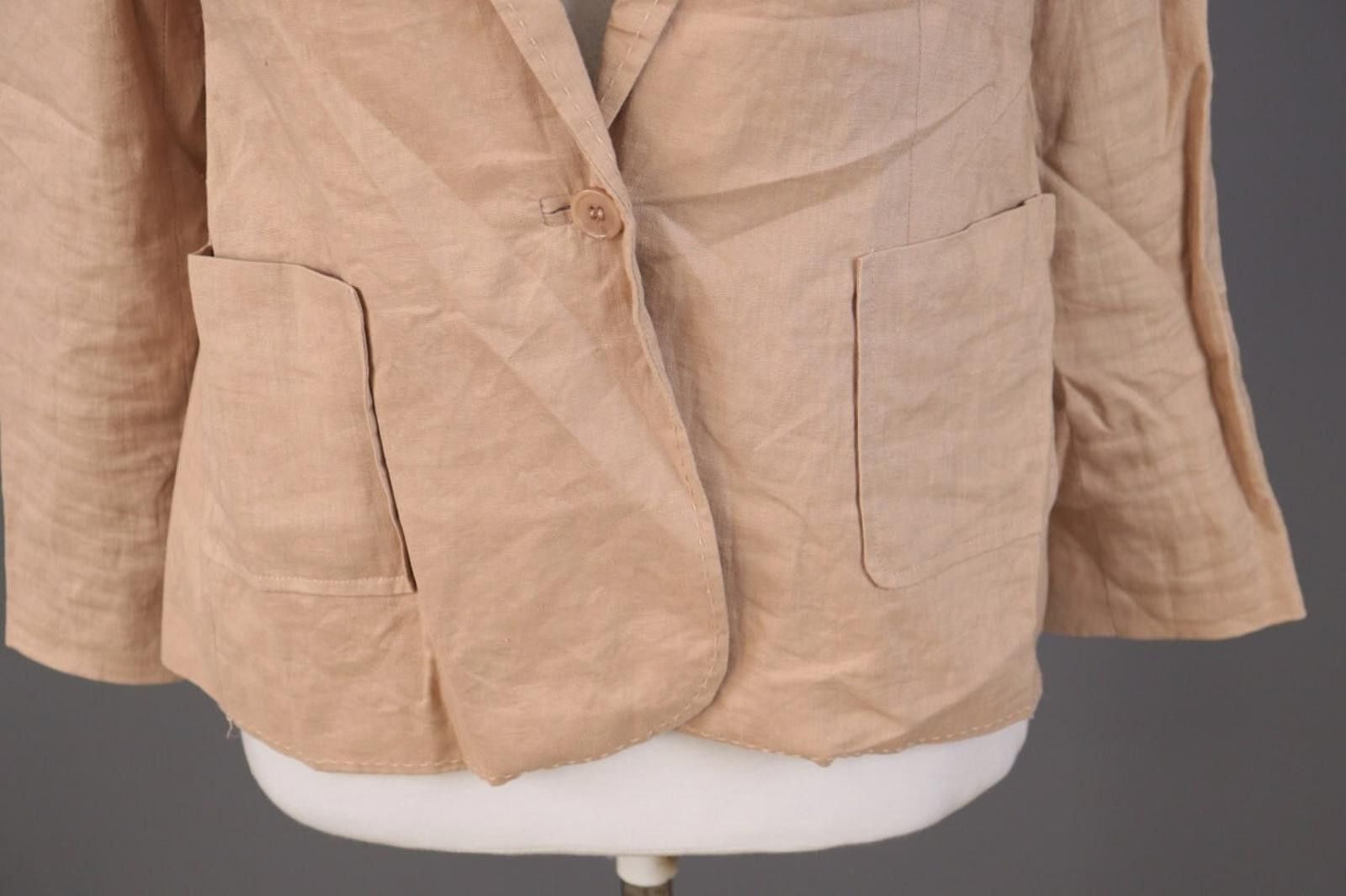 Oscar De La Renta Oska Beige 100% Linen Single Breasted Blazer Jacket Size 2 Size XS / US 0-2 / IT 36-38 - 4 Thumbnail