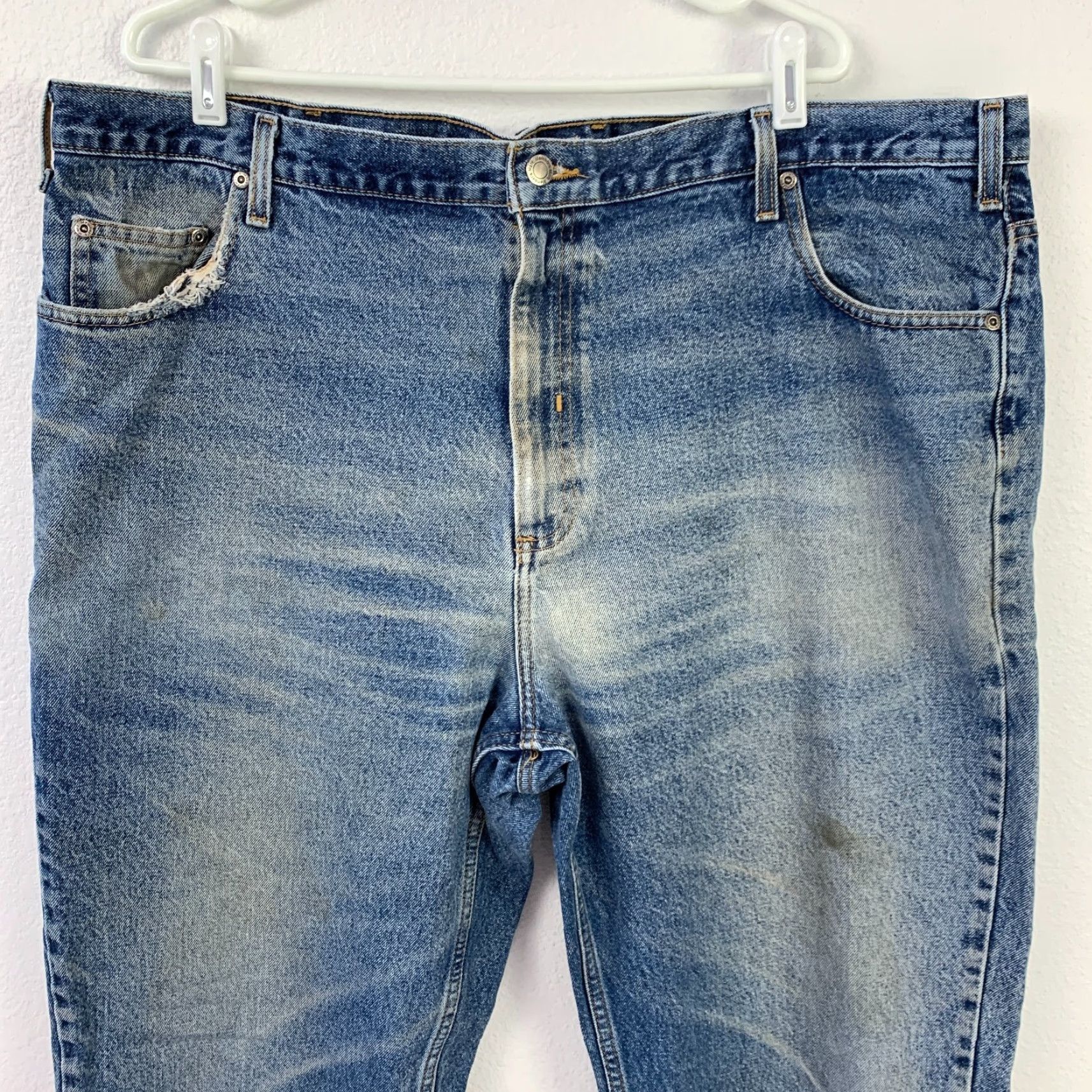 Vintage VINTAGE Member's Mark Jeans Men Big & Tall 44x32 Blue 100% Cotton Denim Button Zipper Relaxed Straight USA Fall Winter Season Mens Size US 44 / EU 60 - 2 Thumbnail