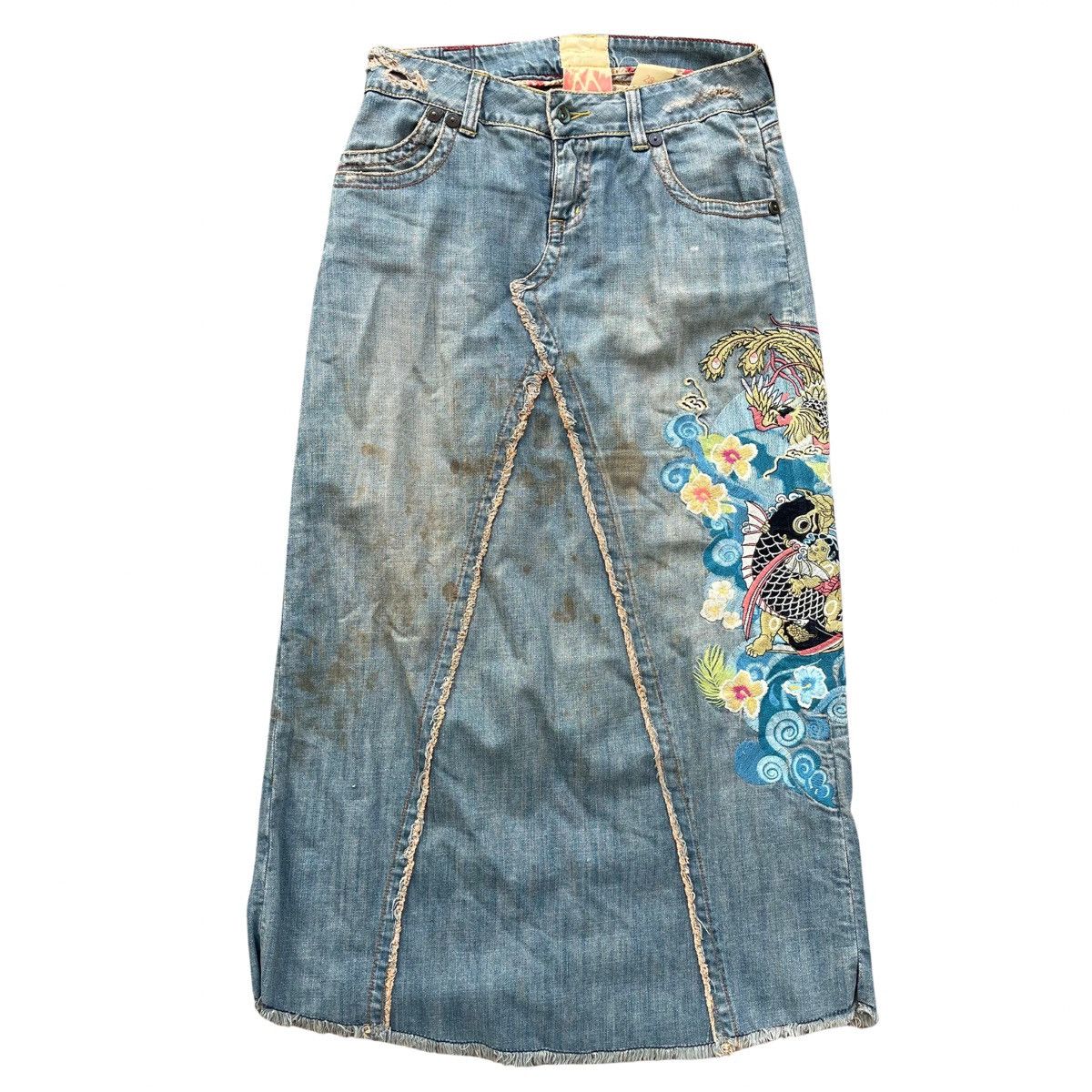Designer × Vintage Vintage Marlow Embroidered Denim Skirt Size 28" / US 6 / IT 42 - 1 Thumbnail