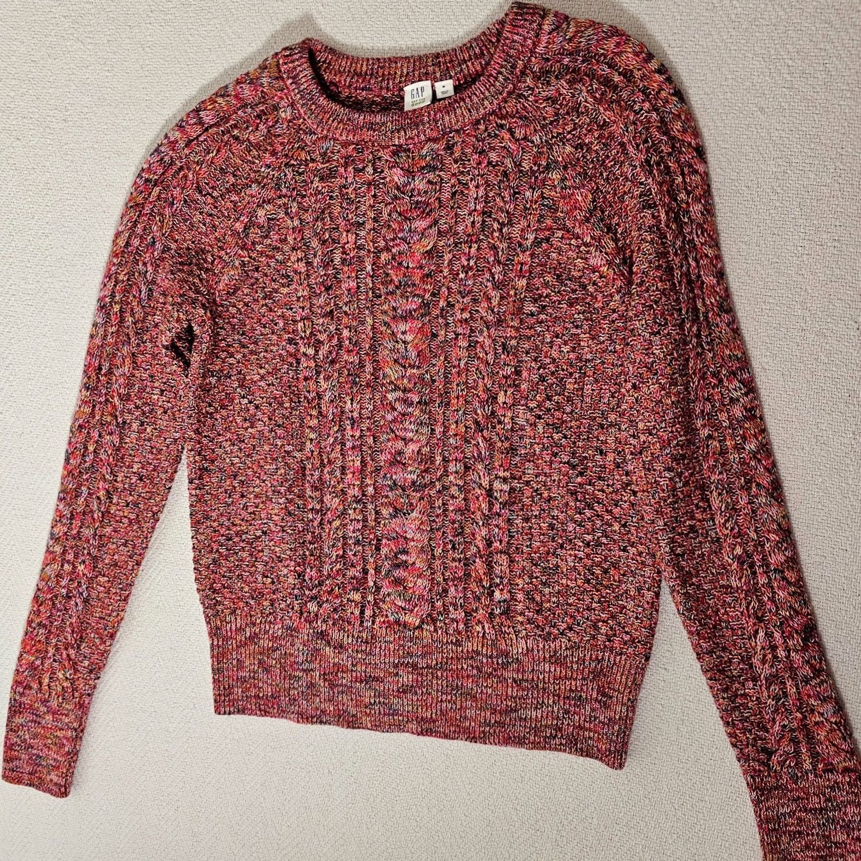 Gap Gap Pink Multicolor Cable Knit Cozy Long Sleeve Pullover Crew Neck Sweater M Womens Shirt Size M / US 6-8 / IT 42-44 - 6 Thumbnail